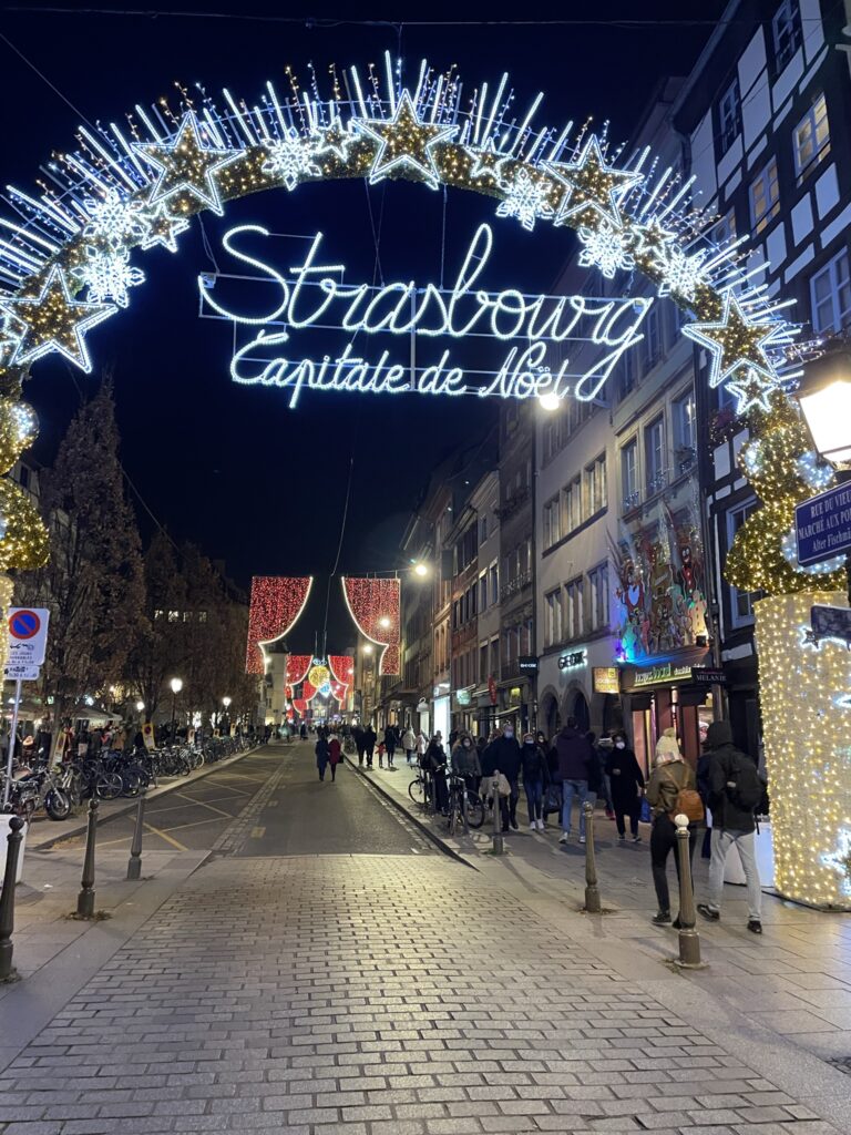 Strasbourg christmas lights sign